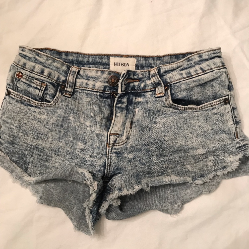 hudson washed ripped jean shorts